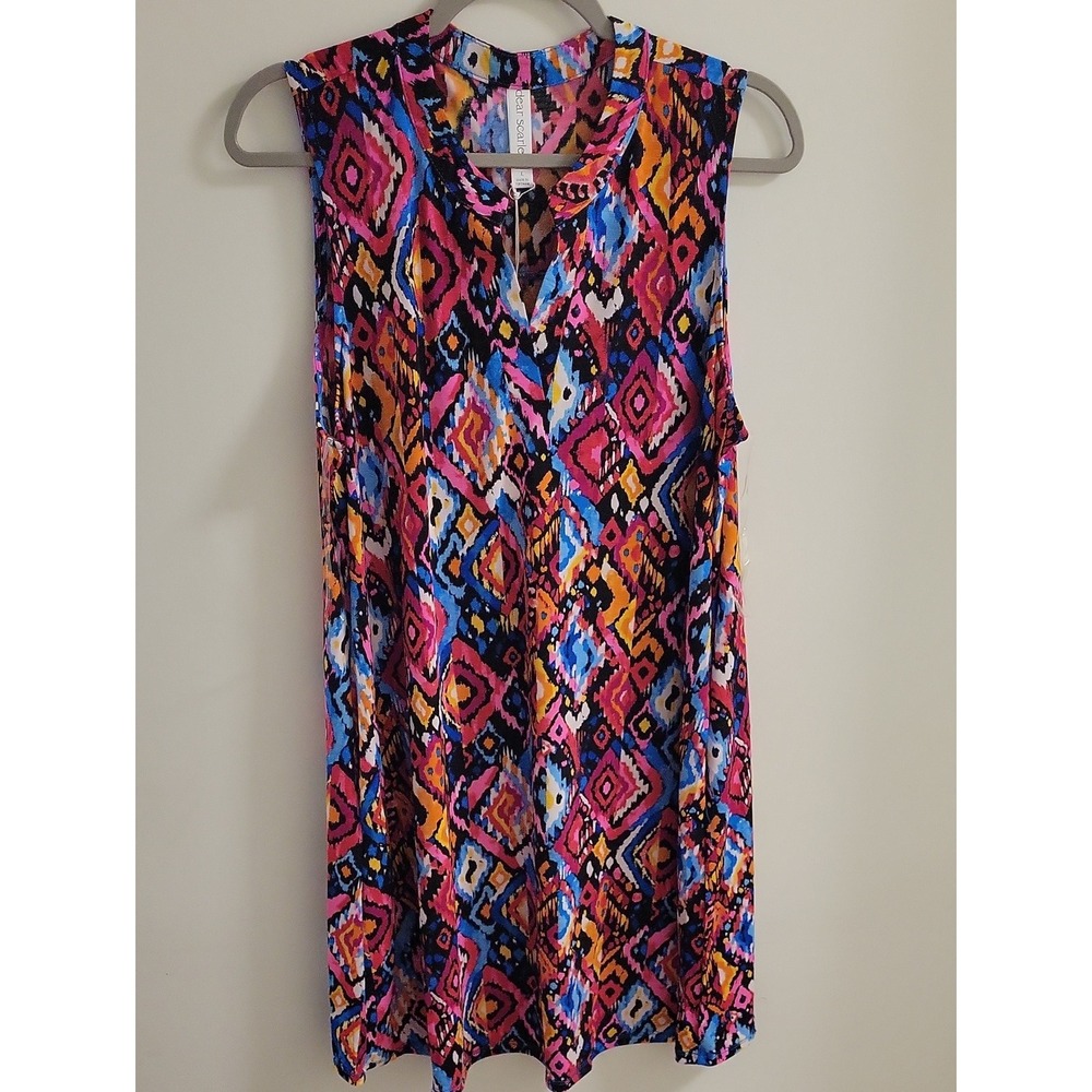 Scarlett Sleevless V-neck Midi Dress Ikat Print